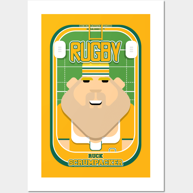 Rugby Gold and Green - Ruck Scrumpacker - Sven version Wall Art by Boxedspapercrafts